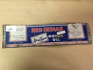 Red Indian Aviation Motor Oil Can Sign.