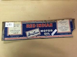 Red Indian Aviation Motor Oil Can Sign.