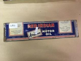 Red Indian Aviation Motor Oil Can Sign.