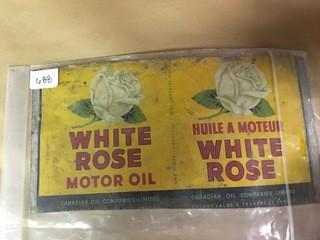 White Rose Motor Oil Can Sign.