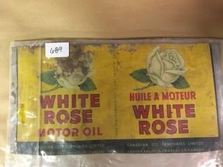 White Rose Motor Oil Can Sign.