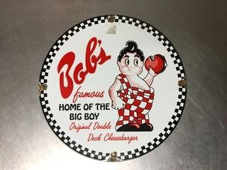 Bob's Famous Burger's 12" Porcelain Sign.