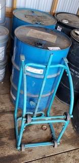 (2) Chevron SAE ISW/40 Gas Engine Oil c/w Barrel Cart