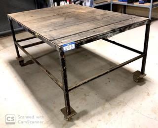 4 ft x 5 ft Work Table c/w Castors