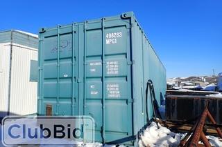 Skidded 40' Sea Container and Contents Including Bath Tubs, Work Benches, 2 3-tier shop carts,  etc.  
