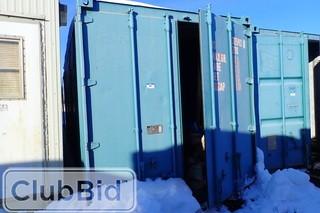 20' Sea Container and Lockout Cabinet Mounted on 40' Skid w/ Contents Including Concrete Mix, Flanges, Slings, Combination Wrenches, etc. 