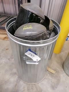 Qty Of Face Shields C/w Garbage Can