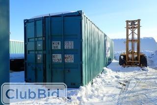 Skidded 40' Sea Container w/ 4 Metal Tables. **CANNOT BE REMOVED UNTIL MAR 19/18** 