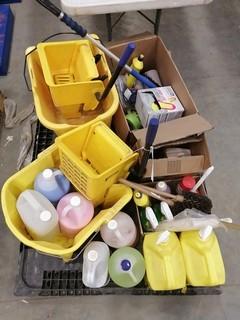 (2) Mop Buckets C/w Misc Supplies