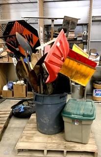 Qty Of Assorted Shovels, Rakes And Brooms