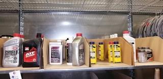 Contents Of Shelf Includes: Oil, Acetone, Diesel Fuel Conditioner And Marking Chalk