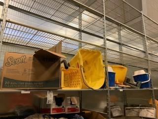 Contents Of Shelf Includes: Cleaning Buckets, Mop Handles, Scraper And Paper Towels