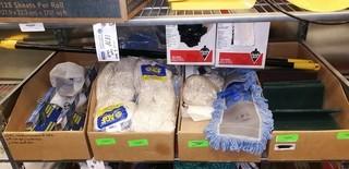 Contents Of Shelf Includes: Mop Heads, Window Washers, Garbage Bags And Scotch Pads