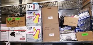 Contents Of Shelf Includes: Face Shields, Ear Plugs, Respirators, Lock Out Tags, Caution Tape And Safety Glasses