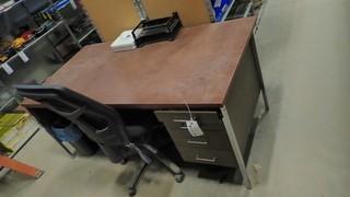 Desk C/w Cloth Task Chair And Contents