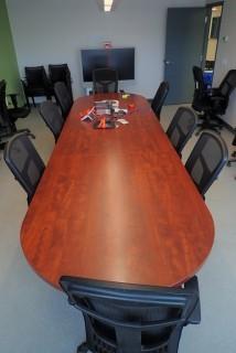 148in X 27in Boardroom Table C/w (8) Cloth Task Chairs