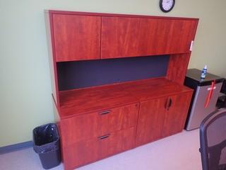 Wood Storage Cabinet C/w Hutch
