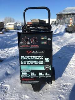 Schumacher Battery Charger, 2 Amp Slow Charge, 10 Amp Fast Charge, 40 Amp Rapid Charge, 200 Amp Engine Start.