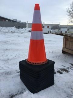 Lot of (12) Unused Reflective 29" Traffic Cones.