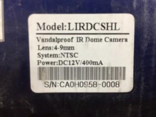 Vandal-Proof IR Dome Security Camera, Model LIRDCSHL.