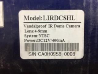 Vandal-Proof IR Dome Security Camera, Model LIRDCSHL.