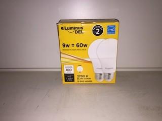 Lot of (4) 2pk Luminus LED 9W 2700K Warm Light Bulbs.