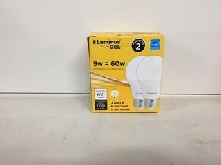 Lot of (4) 2pk Luminus LED 9W 2700K Warm Light Bulbs.