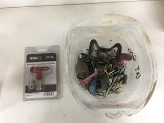 Qty of Reversible Paint Sprayer Tips & Assorted Screws.