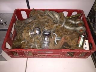 Lot of Chain, Shackles, Hooks & Ball Hitches.