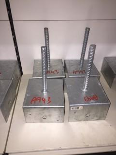 Lot of (4) 6"x6" Simpson Strong Tie RCPS Rebar Carport Saddles.