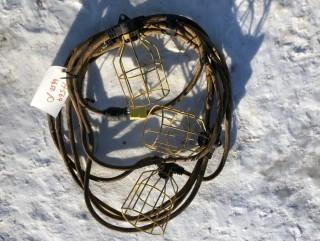Work Site String Lighting With 5 Light Cages.