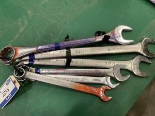 (6) Williams 1", 1 1/16", 1 1/4", 1 11/16", 1 13/16", 1 7/8" Wrenches (W-3,3,3)