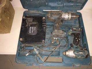 Makita 2pc Cordless 1/4" Impact Driver, 1/2" Hammer Driver Drill & Charger, No Batteries.