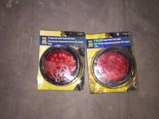 Lot of (2) 4" Red LED Stop, Turn, Tail Lights.