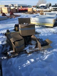Lot of Approximately (600) 5/8x5" Galvanized Screws, (2) Boxes of Concrete X Chairs.