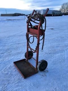 Compressed Gas Cart c/w Cutting Torch & Hoses.
