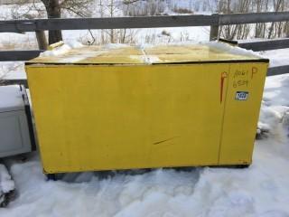 Metal Storage Container w/Wheels, Two Top Folding Doors. 43"x68 1/2"x40 1/2".
