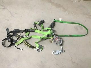 Lot of (1) Safety Harness, (1) Safety Lanyard, & (1) Hoist.