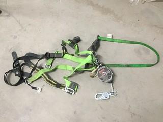 Lot of (1) Safety Harness, (1) Safety Lanyard, & (1) Hoist.