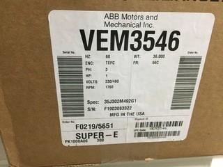 Baldor VEM3546 1hp Motor, 1760 RPM, 230/460V.
