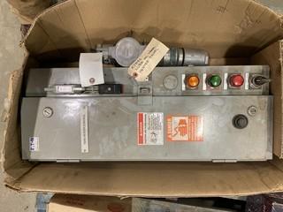 Eaton Fusible Combination Starter, 25 HP, 600 VAC, 3 PH, Part # 06B308613, Appleton Power Tite Plug Assembly, Male/Female, 4W/3PH, Part # APC6034BC (W-4,3,3)