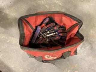 Milwaukee Bag with Screw Drivers, Saw Blades, Pliers, Flash Light (W-4,5,1)