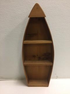 Wooden Canoe Shelf, 31"H x 11 1/2" W x 4"D.