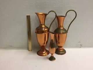 Set of (3) Copper Jugs.