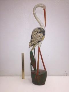 Wooden Crane Statue.