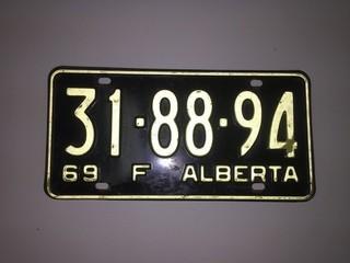 1969 Alberta License Plate.