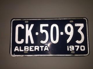 1970 Alberta License Plate.