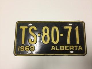 1969 Alberta License Plate.