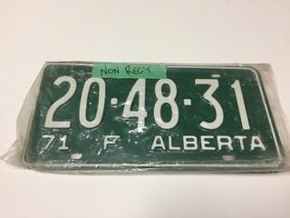 Lot of (2) 1971 Alberta License Plates.