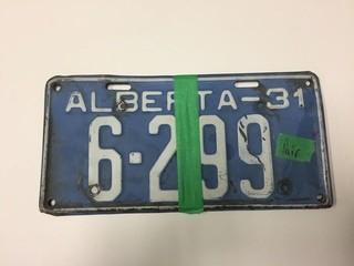 Lot of (2) 1931 Alberta License Plates.